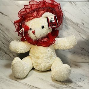 Dan Dee Red Hat High Society Teddy Bear Plush Sitting White Plush Stuffed Toy13”